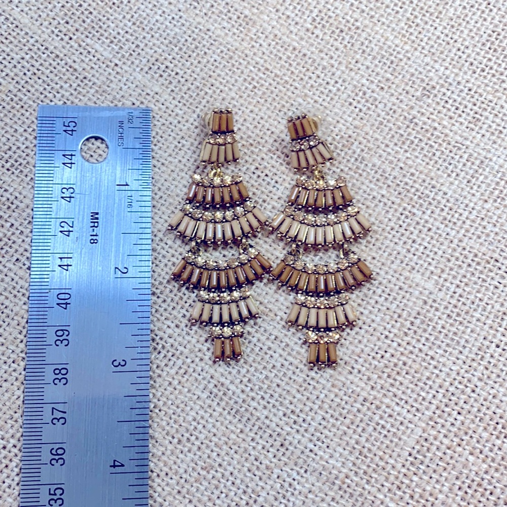 Brow/gold beaded/rhinestone earrings